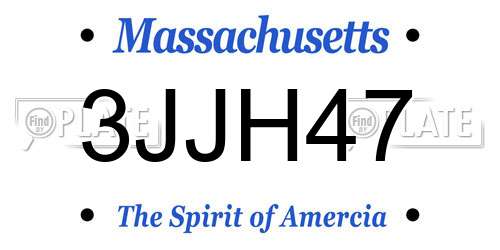 3JJH47 Massachusetts License Plate