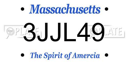 3JJL49 Massachusetts License Plate