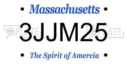 3JJM25 Massachusetts License Plate