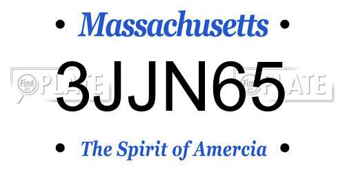 3JJN65 Massachusetts License Plate