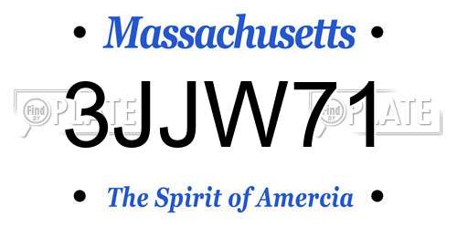 3JJW71 Massachusetts License Plate