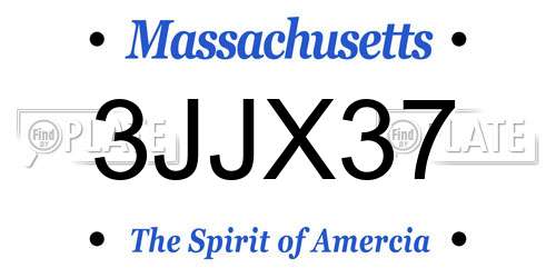 3JJX37 Massachusetts License Plate