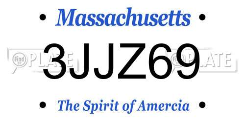 3JJZ69 Massachusetts License Plate