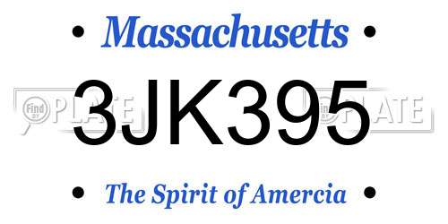 3JK395 Massachusetts License Plate