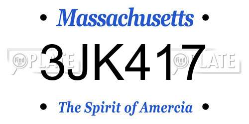 3JK417 Massachusetts License Plate