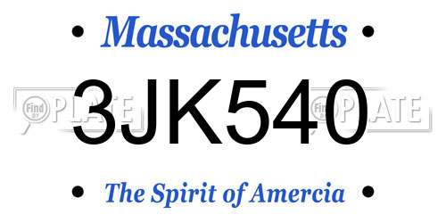 3JK540 Massachusetts License Plate