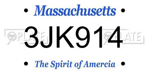 3JK914 Massachusetts License Plate