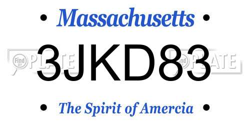 3JKD83 Massachusetts License Plate