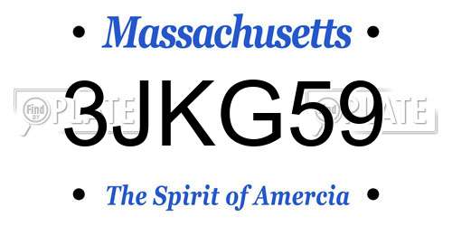 3JKG59 Massachusetts License Plate