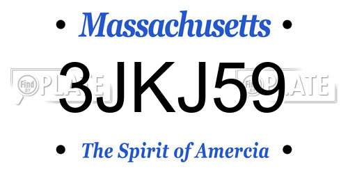 3JKJ59 Massachusetts License Plate