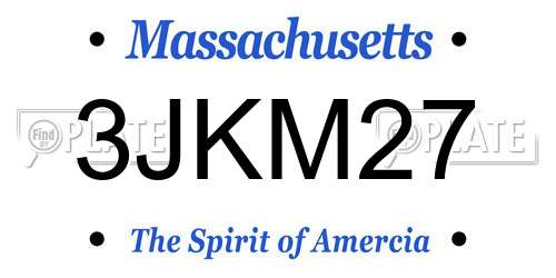 3JKM27 Massachusetts License Plate