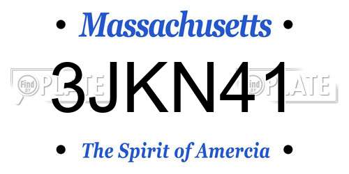 3JKN41 Massachusetts License Plate