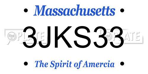 3JKS33 Massachusetts License Plate