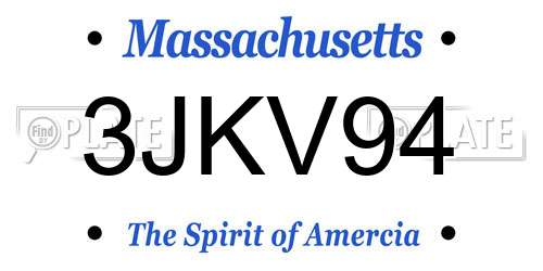 3JKV94 Massachusetts License Plate