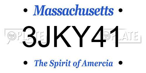 3JKY41 Massachusetts License Plate