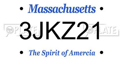 3JKZ21 Massachusetts License Plate