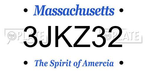 3JKZ32 Massachusetts License Plate