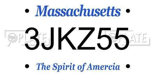 3JKZ55 Massachusetts License Plate