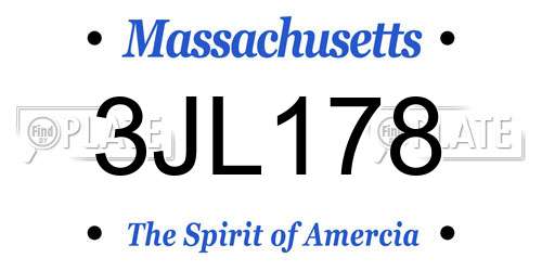 3JL178 Massachusetts License Plate