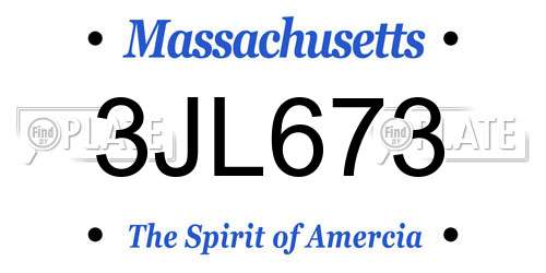 3JL673 Massachusetts License Plate