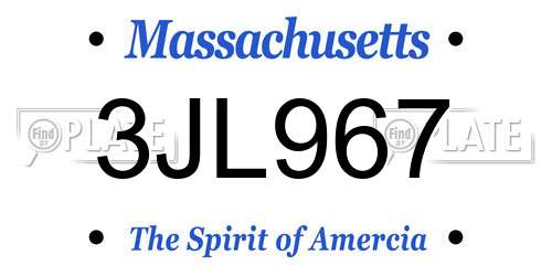 3JL967 Massachusetts License Plate