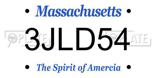 3JLD54 Massachusetts License Plate