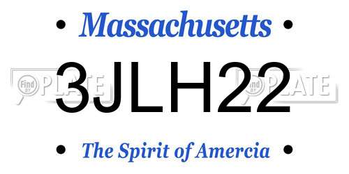 3JLH22 Massachusetts License Plate