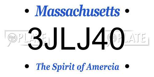 3JLJ40 Massachusetts License Plate