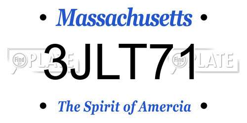 3JLT71 Massachusetts License Plate