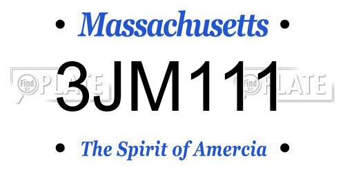 3JM111 Massachusetts License Plate