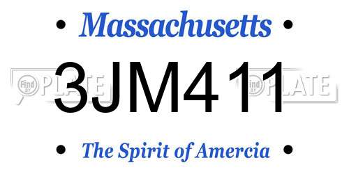 3JM411 Massachusetts License Plate