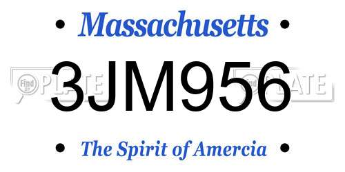 3JM956 Massachusetts License Plate