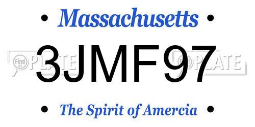 3JMF97 Massachusetts License Plate