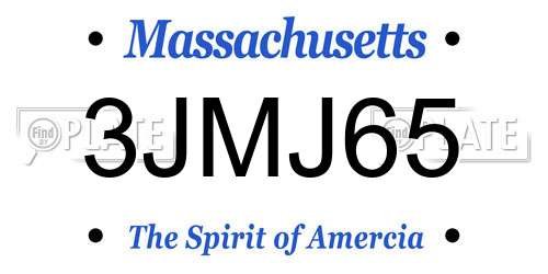 3JMJ65 Massachusetts License Plate
