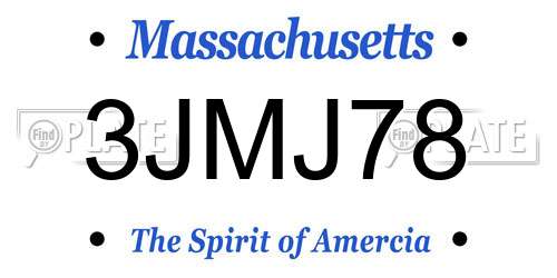 3JMJ78 Massachusetts License Plate