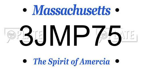 3JMP75 Massachusetts License Plate