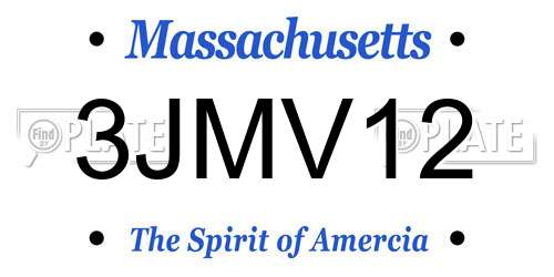 3JMV12 Massachusetts License Plate