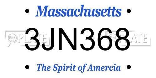 3JN368 Massachusetts License Plate