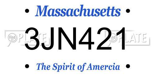3JN421 Massachusetts License Plate