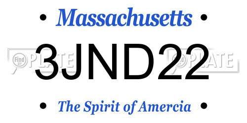 3JND22 Massachusetts License Plate