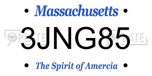 3JNG85 Massachusetts License Plate