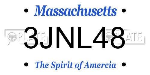 3JNL48 Massachusetts License Plate