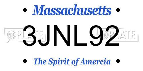 3JNL92 Massachusetts License Plate