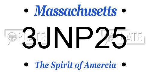 3JNP25 Massachusetts License Plate