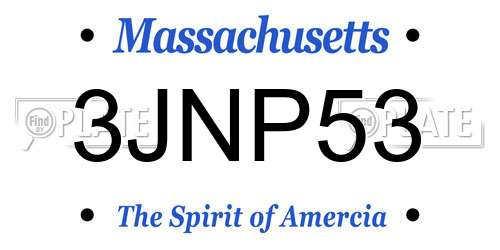 3JNP53 Massachusetts License Plate