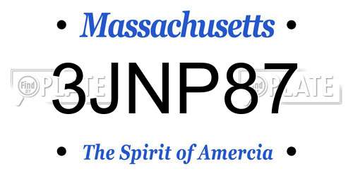 3JNP87 Massachusetts License Plate