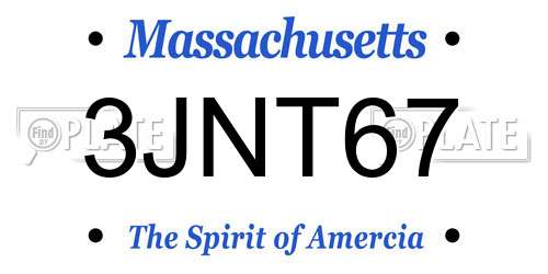 3JNT67 Massachusetts License Plate