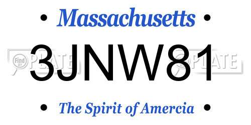 3JNW81 Massachusetts License Plate