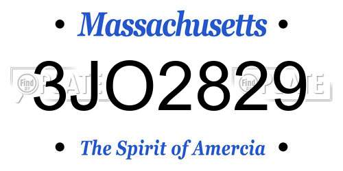 3JO2829 Massachusetts License Plate