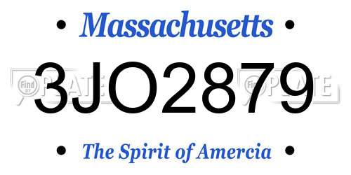 3JO2879 Massachusetts License Plate